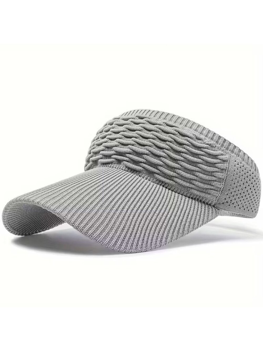 Gray Women Sun Visor Hat Wide Brim Ponytail Beach Golf Tennis Outdoor Cap